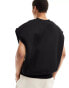 ASOS DESIGN oversized scuba sleeveless sweatshirt with v neck in black