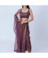 Women's Purple Shimmery Pleated Skirt and Embellished Crop Top Set