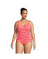 Пляжная одежда для женщин Lands End Womens Plus Size V-Neck Wrap Underwire Tankini Swimsuit Top Adjustable Straps