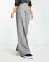 Bershka wide leg tailored trousers in grey