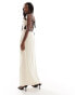 Kaiia cami contrast edge open tie back maxi dress in cream