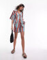 Topshop co ord stripe linen short in multi