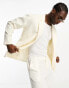 ADPT relaxed fit double breasted suit jacket in off white linen