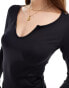 Threadbare super stretch long sleeve bodysuit in black