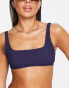 & Other Stories crop textured bikini top in navy