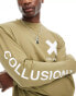 COLLUSION X logo t-shirt in khaki