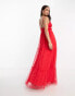 Anaya tulle maxi dress with tiered skirt in bright red