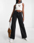 Only Chris low rise wide leg jeans in black