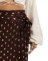 Never Fully Dressed Jaspre gold fleck midi skirt in chocolate