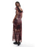 Reclaimed Vintage lace trim midi dress in animal print