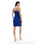 Pieces jersey broderie cami mini dress in blue