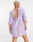 Lola May Plus smock midi dress with tie details in lilac