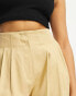 ASOS DESIGN Hourglass seamed waist short with linen in neutral