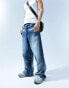 Bershka super baggy washed jeans in blue