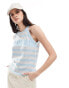 Wrangler striped knitted racer vest in blue