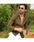 Men's Olive Green Self-Design Striped Shirt