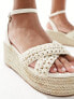 Glamorous espadrilles platform heeled sandals in beige crochet