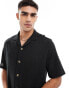 ASOS DESIGN relaxed revere basket texture shirt in black