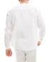 Pull&Bear linen look long sleeve grandad neck shirt in ecru