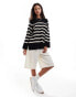 Object oversized knitted stripe jumper black