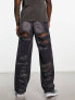 ASOS DESIGN baggy jeans with shredded detail in black