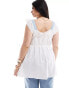 Yours embroidery peplum top in blue and white