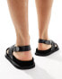 Walk London Shore Weave Backstrap Sandals In Black Leather