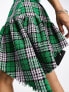 ASOS DESIGN boucle mini smock dress with frayed hem in green check