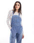 ASOS DESIGN denim dungaree in mid blue