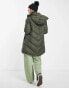 JDY chevron hooded padded coat in khaki