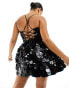 ASOS DESIGN Curve embellished mini corset prom with oversized disc sequin in black