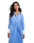 French Connection Alexis cotton midi shirt dress in white and blue stripe