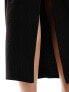 New Look ribbed midi skirt in black