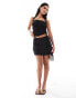 ASOS DESIGN co-ord textured mini skirt with side splits in black