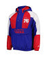 Men's Royal Philadelphia 76ers Body Check Raglan Hoodie Half-Zip Jacket