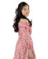 Big Girls Off-The-Shoulder Paisley Poplin Dress with Hair Clip