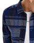 ONLY & SONS long sleeve chambray shirt in washed blue check