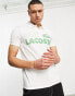 Lacoste club polo shirt in white with front graphics