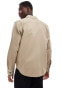 ONLY & SONS waffle texture long sleeve shirt in light brown