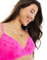 Boux Avenue Valentines Nadia cherry flock plunge non-padded bra in pink