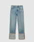 Women's Turn-Up Hem Straight Jeans