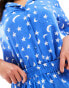 Luna moon and star print short sleeve revere pyjama set in blue