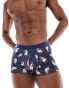 ASOS DESIGN trunks with christmas penguins in navy