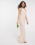 TFNC bridesmaid high neck maxi dress in light blush