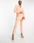 ASOS DESIGN Tall nipped waist tuxedo suit blazer with fringe cuff in apricot