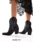 Glamorous Wide Fit western ankle boots in black