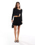 ASOS DESIGN long sleeve top with asymmetric neck and split hem in black