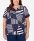 Plus Size Stars And Stripes Split Neck Tee