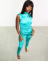 Amy Lynn Elvis disco stretch top in aqua co-ord