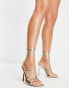 ASOS DESIGN Nobu strappy tie leg heeled sandals in gold